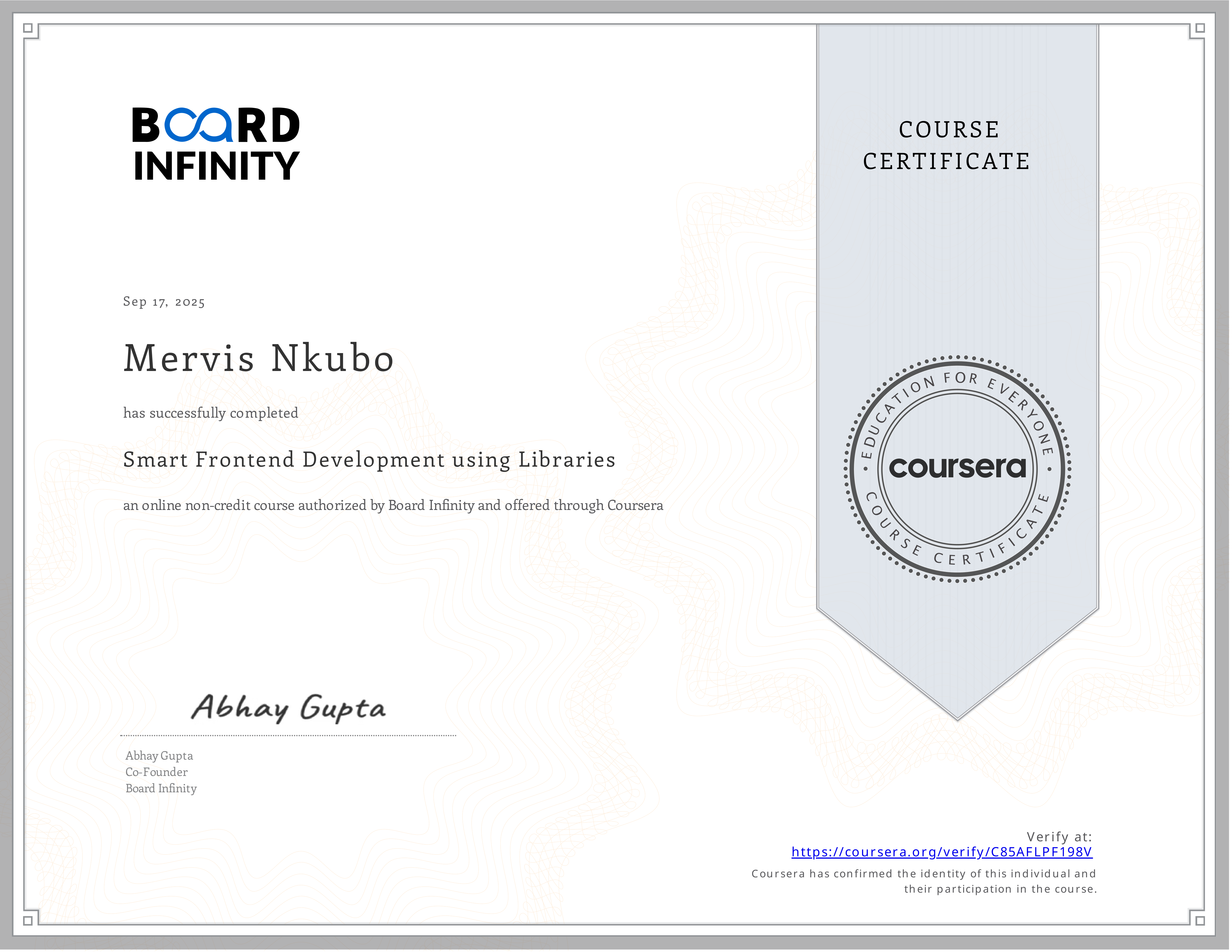 Frontend Development Certificate
